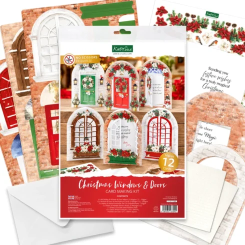 Katy Sue Designs Card Making Kit Christmas Windows & Doors Korttipakkaus (12 kpl)