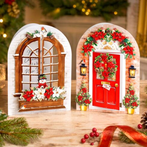 Katy Sue Designs Card Making Kit Christmas Windows Doors Korttipakkaus