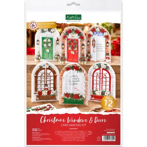 Katy Sue Designs Card Making Kit Christmas Windows Doors Korttipakkaus6