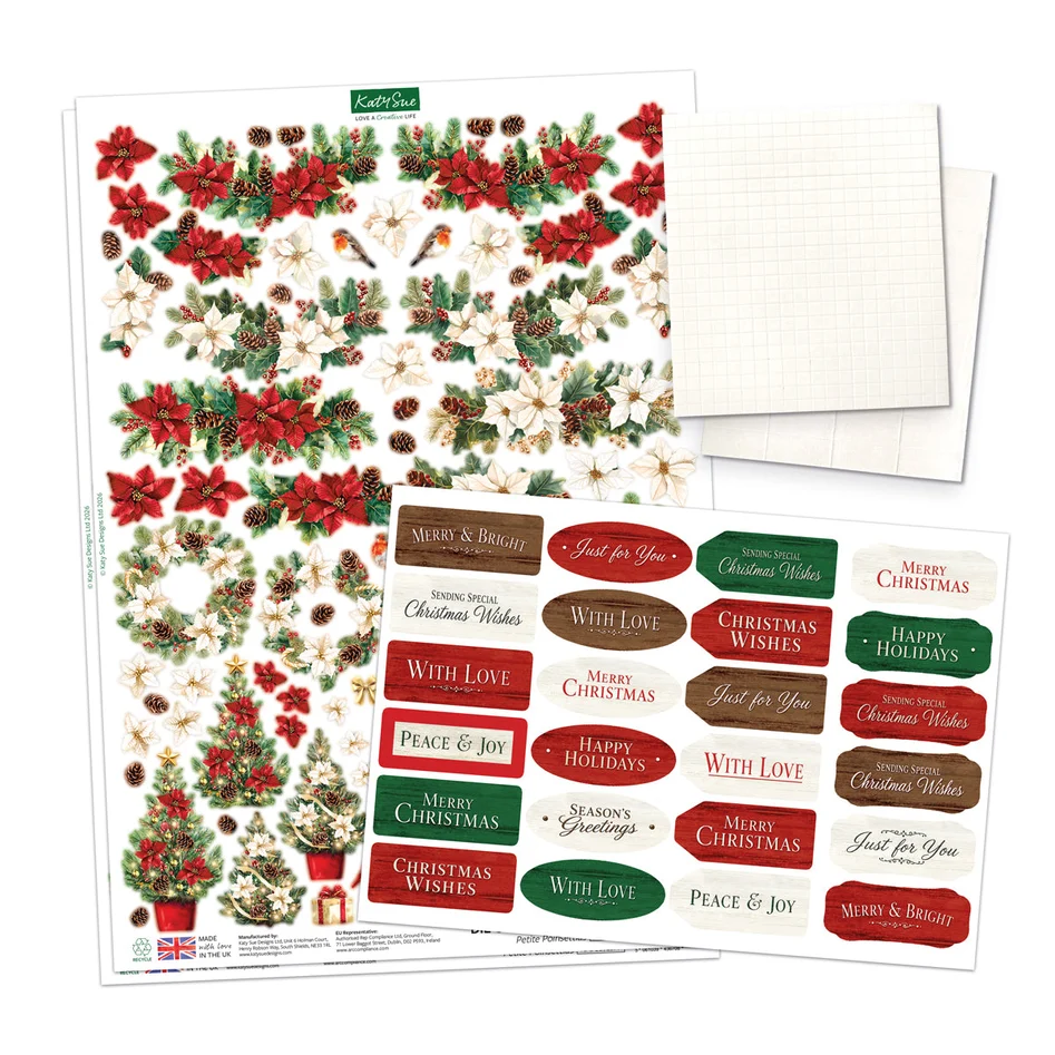 Katy Sue Designs Card Making Kit – Poinsettia Garden Picket Fence Korttipakkaus (8 kpl) - Image 11