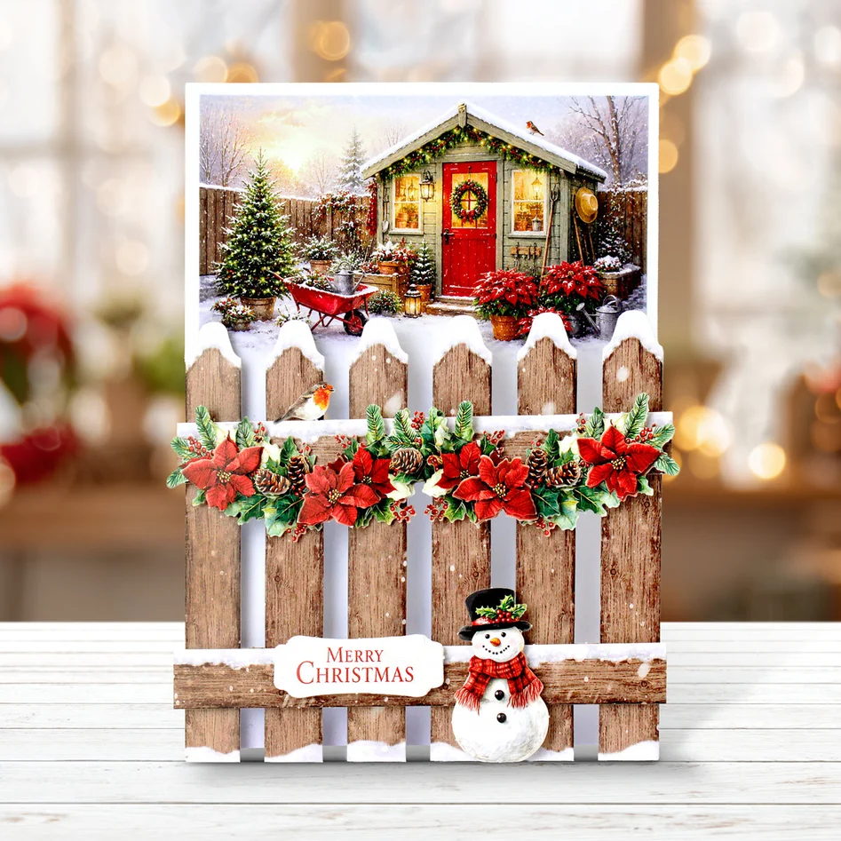 Katy Sue Designs Card Making Kit – Poinsettia Garden Picket Fence Korttipakkaus (8 kpl) - Image 7