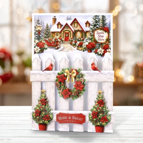 Katy Sue Designs Card Making Kit Poinsettia Garden Picket Fence Korttipakkaus6