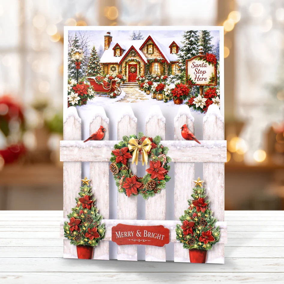 Katy Sue Designs Card Making Kit – Poinsettia Garden Picket Fence Korttipakkaus (8 kpl) - Image 3