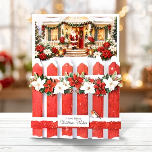 Katy Sue Designs Card Making Kit Poinsettia Garden Picket Fence Korttipakkaus7