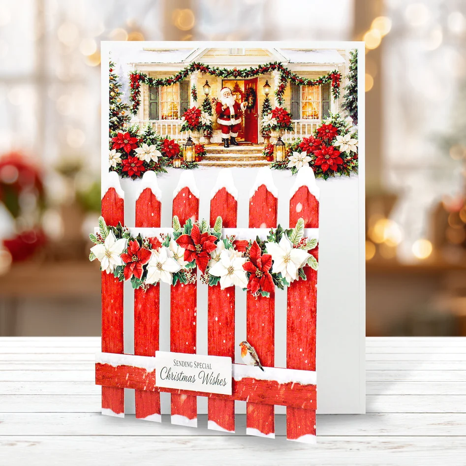 Katy Sue Designs Card Making Kit – Poinsettia Garden Picket Fence Korttipakkaus (8 kpl) - Image 6