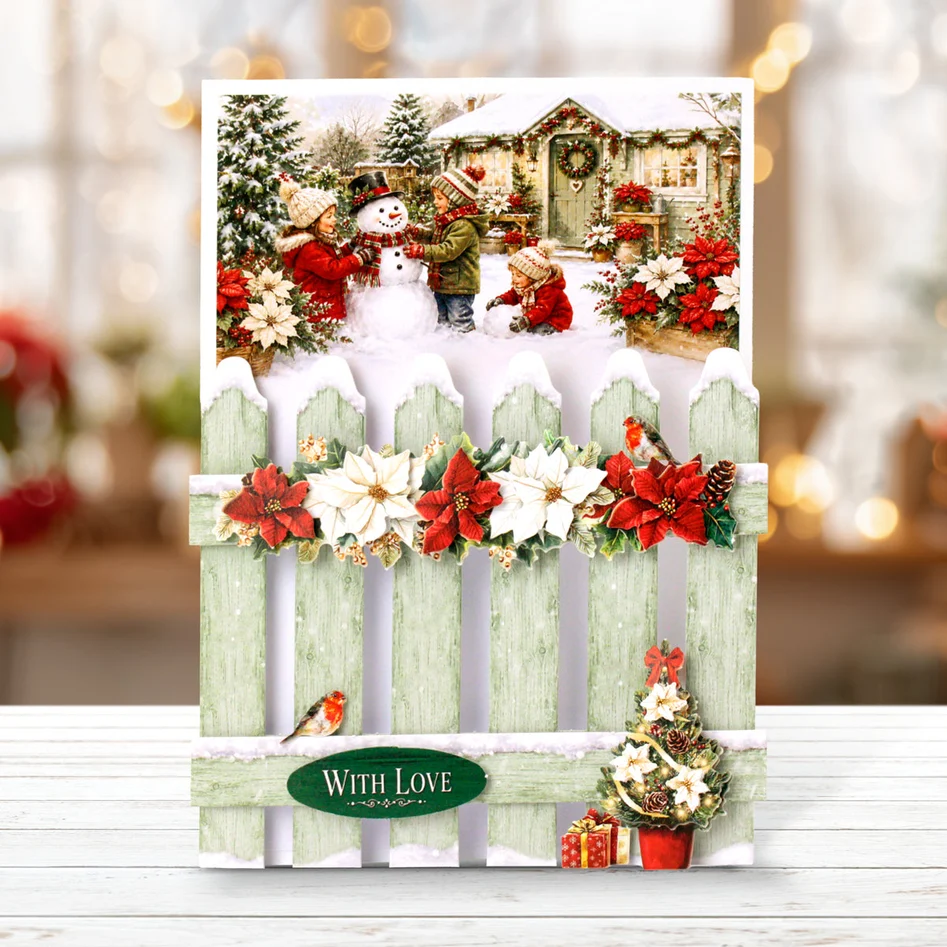 Katy Sue Designs Card Making Kit – Poinsettia Garden Picket Fence Korttipakkaus (8 kpl) - Image 4