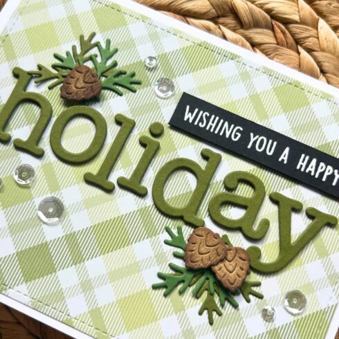 Lawn Fawn stanssi PINECONE AND LEAVES BORDER 3