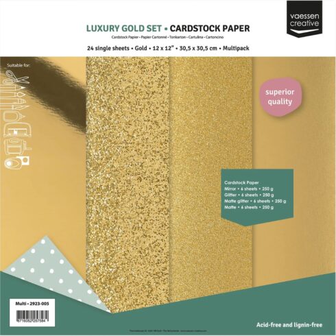 Luxury Gold Cardstock – Multi kartonkilajitelma 30x30cm 250gsm (24 kpl)