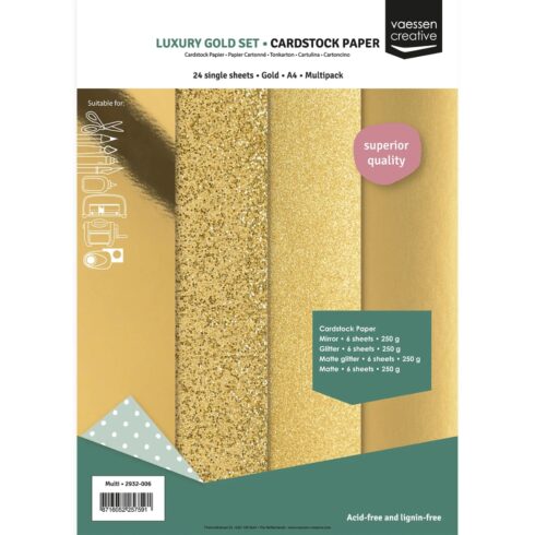 Luxury Gold Cardstock Set Multi kartonkilajitelma A4 250gsm (24 kpl)