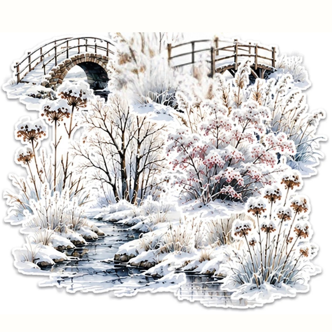 Paper Favourites Die-Cuts – Frosted Landscapes leikekuvat (22 kpl)