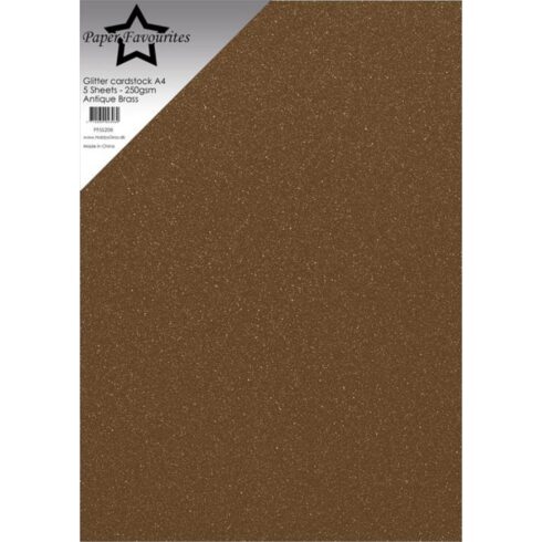 Paper Favourites Glitter Cardstock Antique Brass Kimallekartonki A4 250gsm
