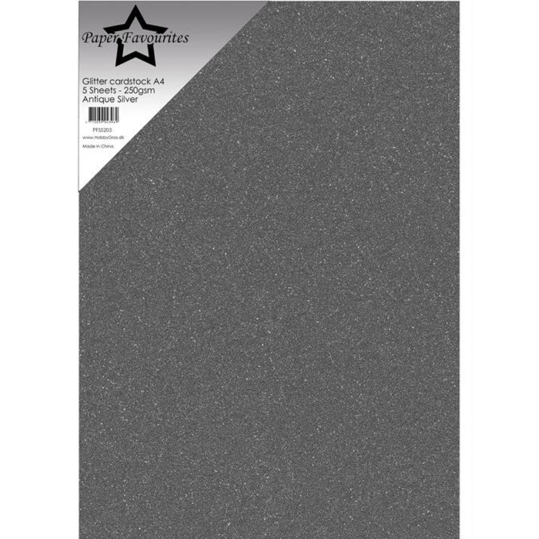 Paper Favourites Glitter Cardstock Antique Silver Kimallekartonki A4 250gsm