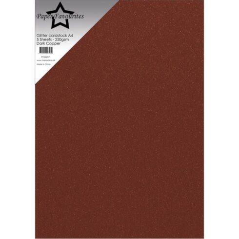 Paper Favourites Glitter Cardstock Dark Copper Kimallekartonki A4 250gsm