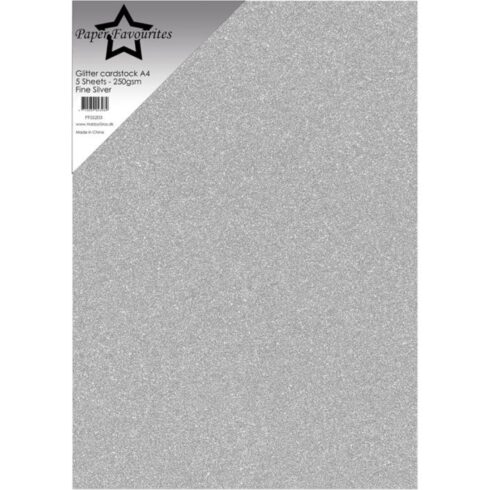 Paper Favourites Glitter Cardstock Fine Silver Kimallekartonki A4 250gsm