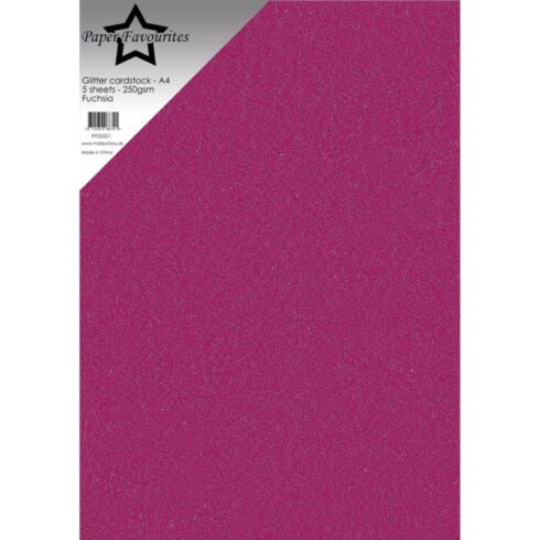 Paper Favourites Glitter Cardstock Fuchsia Kimallekartonki A4 250gsm (5 kpl)