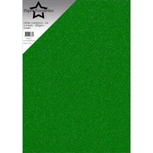 Paper Favourites Glitter Cardstock Green Kimallekartonki A4 250gsm (5 kpl)