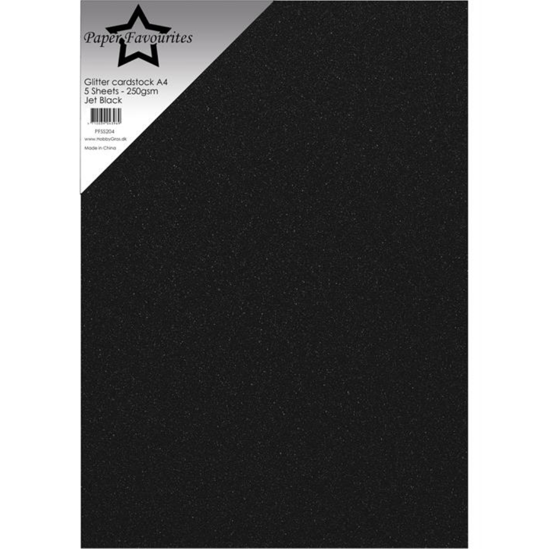 Paper Favourites Glitter Cardstock Jet Black Kimallekartonki A4 250gsm