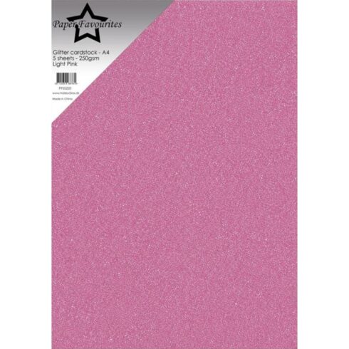 Paper Favourites Glitter Cardstock Light Pink Kimallekartonki A4 250gsm (5 kpl)