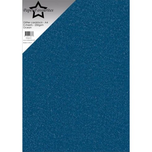 Paper Favourites Glitter Cardstock Ocean Kimallekartonki A4 250gsm (5 kpl)