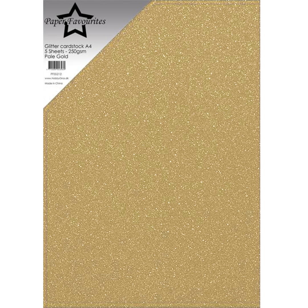 Paper Favourites Glitter Cardstock Pale Gold Kimallekartonki A4 250gsm