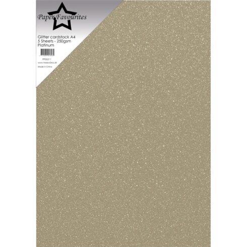 Paper Favourites Glitter Cardstock Platinum Kimallekartonki A4 250gsm (5 kpl)