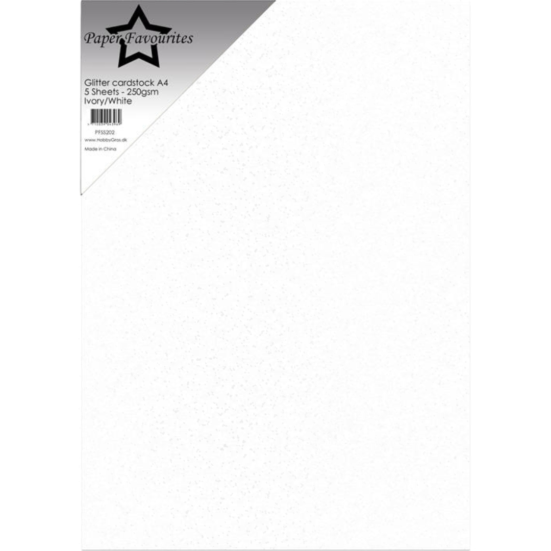 Paper Favourites Glitter Cardstock WhiteSilver Kimallekartonki A4 250gsm