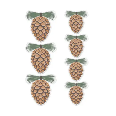 Rosies Studio Sleigh Bells Ring Dimensional Acetate Stickers Pinecones 3D tarrat 7kpl