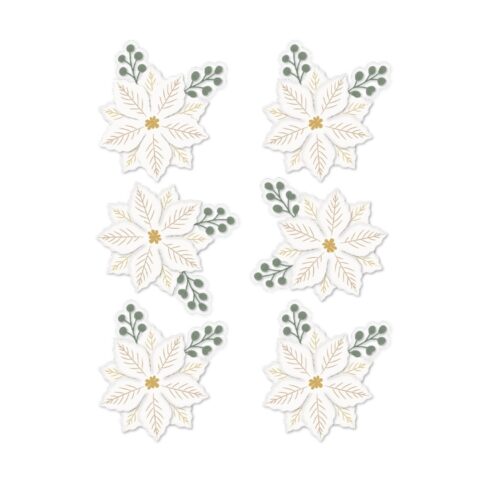 Rosies Studio Sleigh Bells Ring Dimensional Acetate Stickers Poinsettias 3D tarrat 6kpl 1