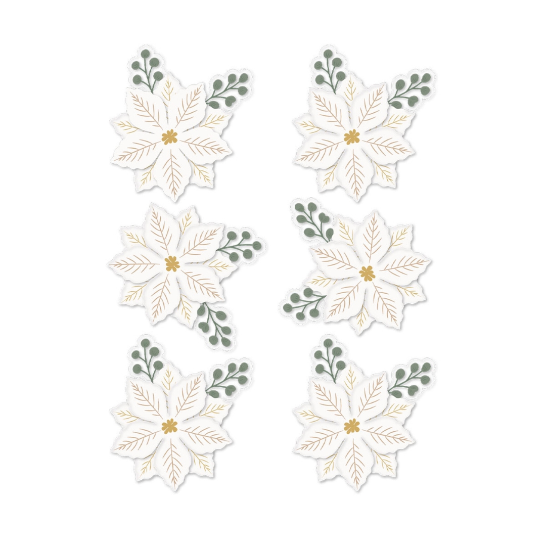 Rosie's Studio Sleigh Bells Ring – Dimensional Acetate Stickers Poinsettias 3D-tarrat - Image 3