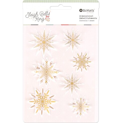 Rosie's Studio Sleigh Bells Ring – Dimensional Acetate Stickers Stars 3D-tarrat (7kpl)