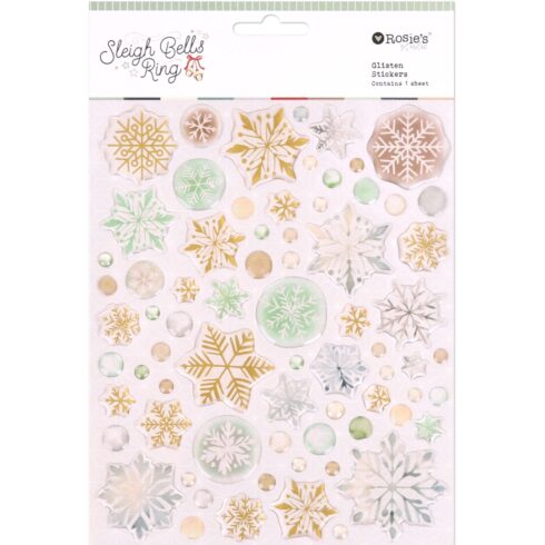 Rosie's Studio Sleigh Bells Ring Eboxy Glisten Stickers Stars kohotarrat