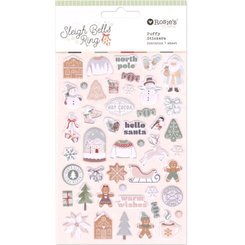 Rosie's Studio Sleigh Bells Ring Puffy Stickers tarrat