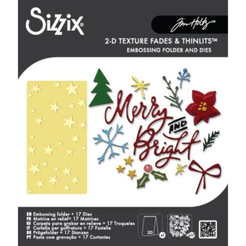 Sizzix Tim Holtz stanssi & 2D kohokuviointikansio VAULT SIDE-ORDER MERRY & BRIGHT