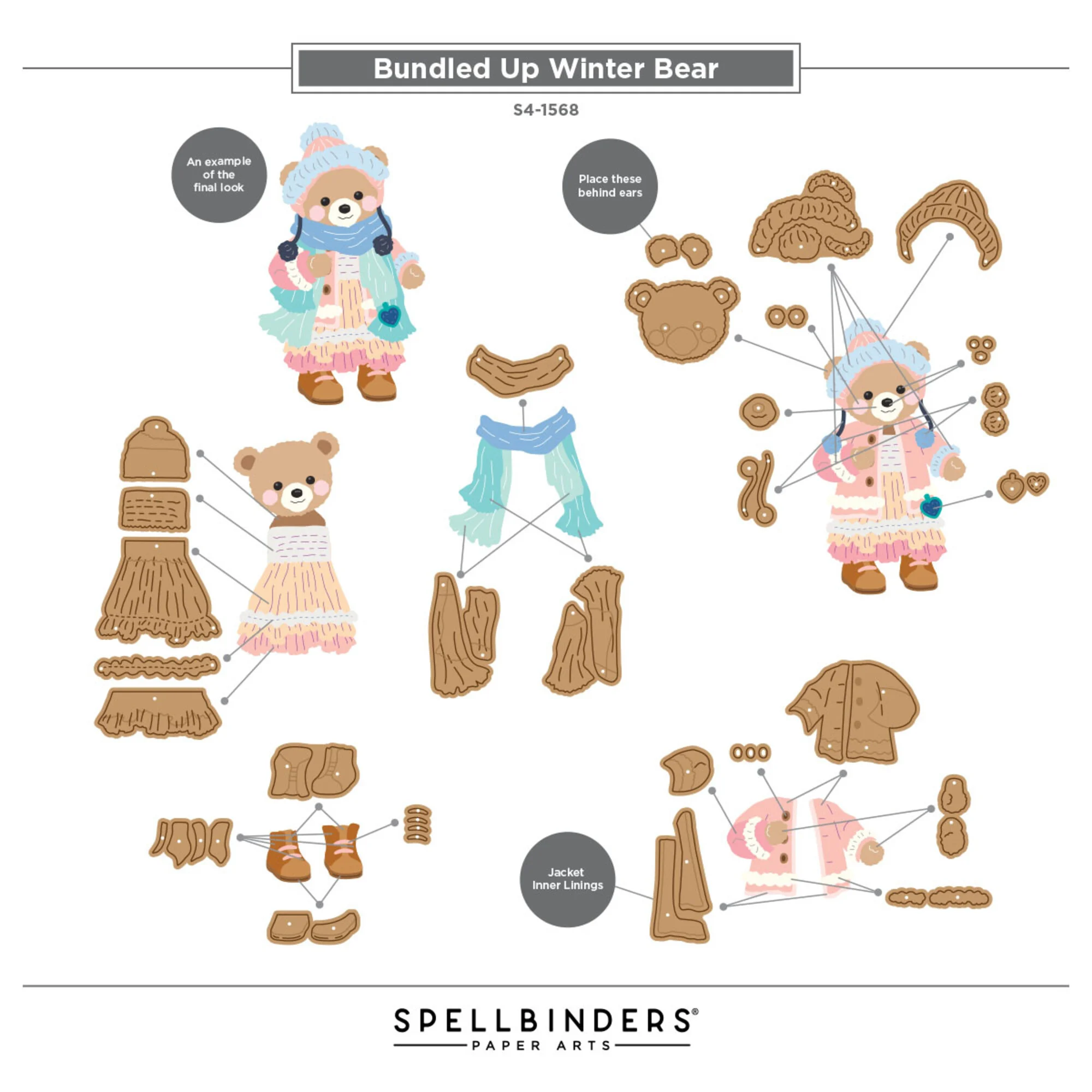 Spellbinders stanssi – Christmas Blush BUNDLED UP WINTER BEAR - Image 3