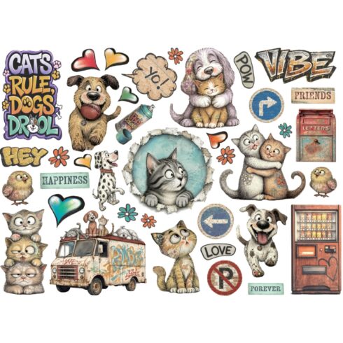 Stamperia Die Cuts Furry Friends 2 isot kartonkikuvat (38 kpl) (1)