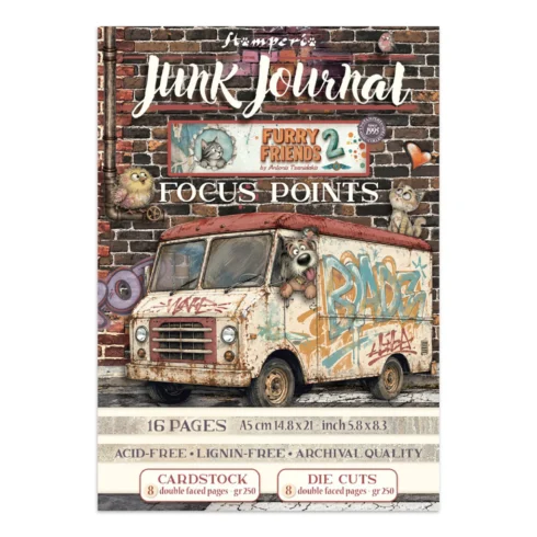 Stamperia Furry Friends 2 Journal Focus Points Backgrounds, Cut-Outs lehtiö (16 kpl) A5