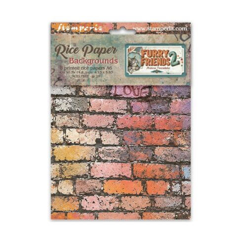 Stamperia Furry Friends 2 Mini Rice Paper Backgrounds riisipaperi (8 kpl) A6