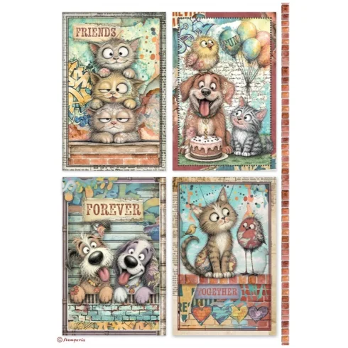 Stamperia Furry Friends 2 Selection Rice Paper riisipaperi 6