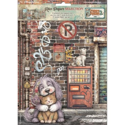 Stamperia Furry Friends 2 Selection Rice Paper riisipaperi (6kpl) A4