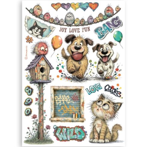 Stamperia Furry Friends 2 Washi Pad 8 kpl A5 3