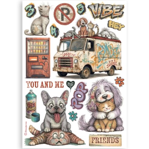 Stamperia Furry Friends 2 Washi Pad 8 kpl A5 4