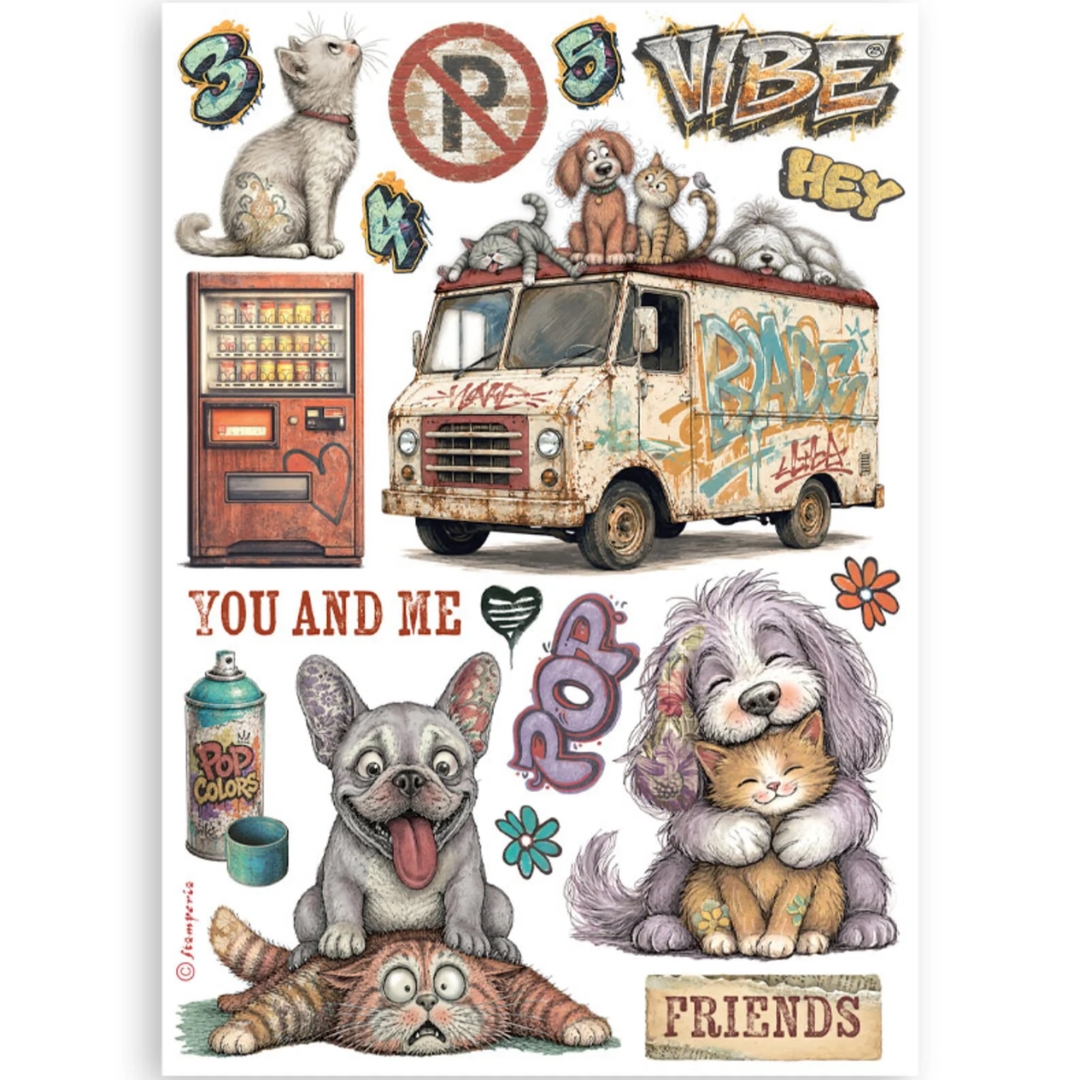 Stamperia – Furry Friends 2 Washi Pad (8 kpl) A5 - Bild 6