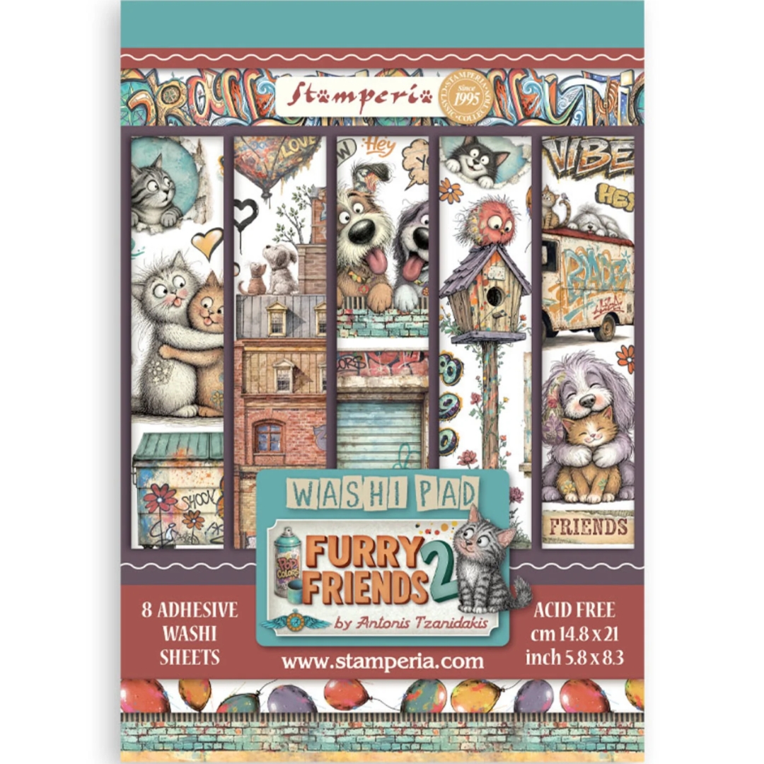 Stamperia Furry Friends 2 Washi Pad (8 kpl) A5