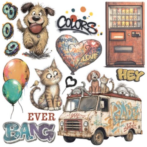 Stamperia Rub On Kit Furry Friends 2 Assortment siirtokuvat 155 x 155 cm 6 kpl 3