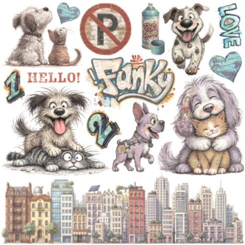Stamperia Rub On Kit Furry Friends 2 Assortment siirtokuvat 155 x 155 cm 6 kpl