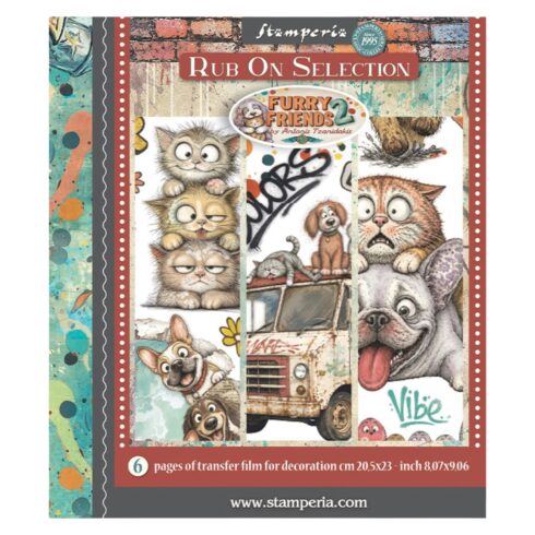 Stamperia Rub-On Selection Furry Friends 2 Assortment siirtokuvat 20 x 23 cm (6 kpl)
