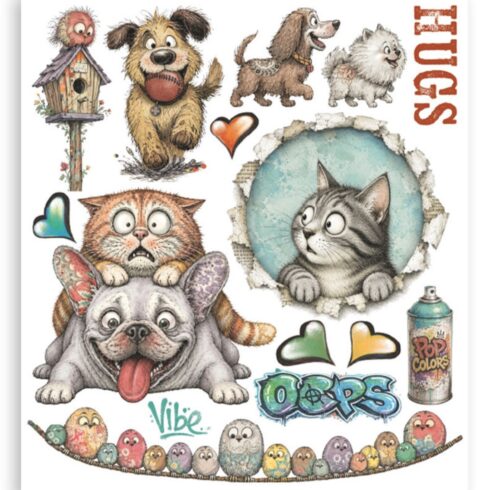 Stamperia Rub On Selection Furry Friends 2 Assortment siirtokuvat 20 x 23 cm 6 kpl 5