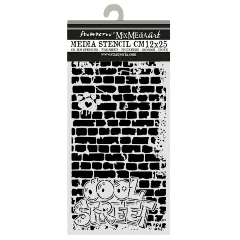 Stamperia Furry Friends 2 Cool Street Bricks sapluuna 12 x 25 cm