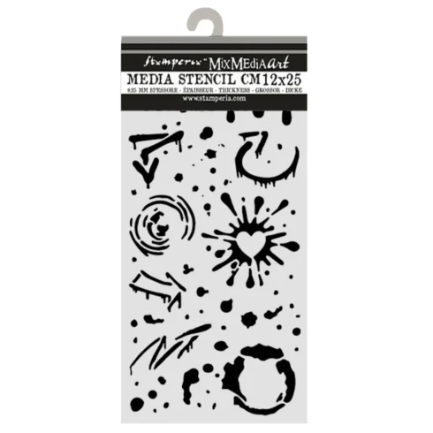 Stamperia Furry Friends 2 Ink Splatters sapluuna 12 x 25 cm
