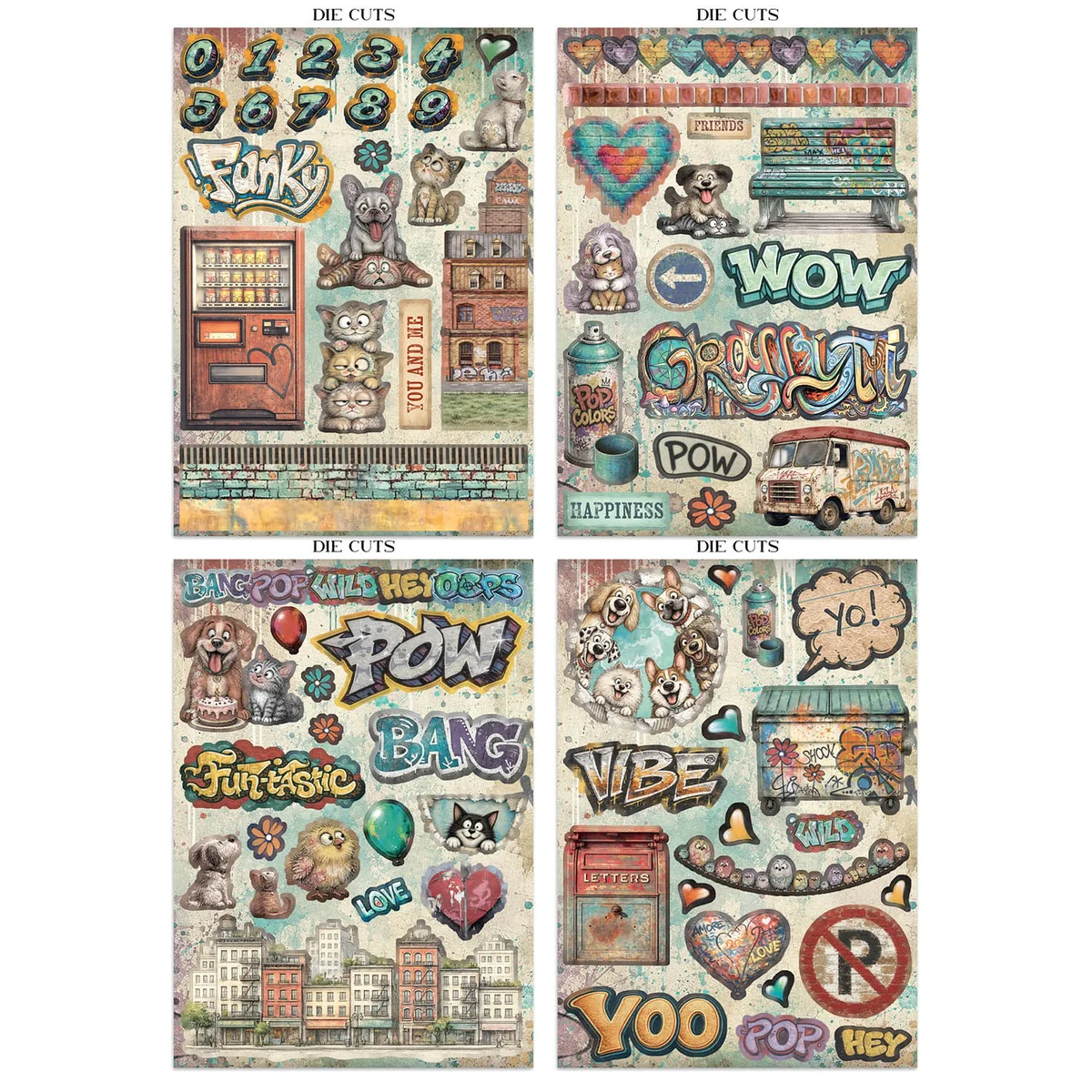 Stamperia – Furry Friends 2 Junk Journal Stickers, Backgrounds, Cut-Outs lehtiö (16 kpl) A4 - Image 3